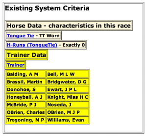 Tongue Tie Horse Racing  System Rules